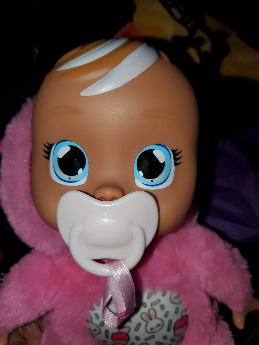 Pink Hooded Plush Baby Doll with Tears and A Pacifier